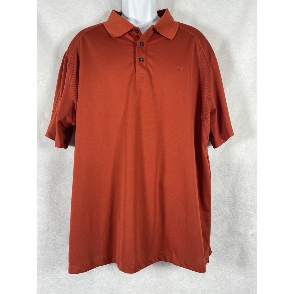 Ariat‎ AriatTek Polo Shirt Mens XL Red Heat series Short Sleeves